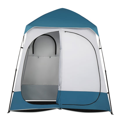Large pop-up privacy tent used as an outdoor changing room and shower stall